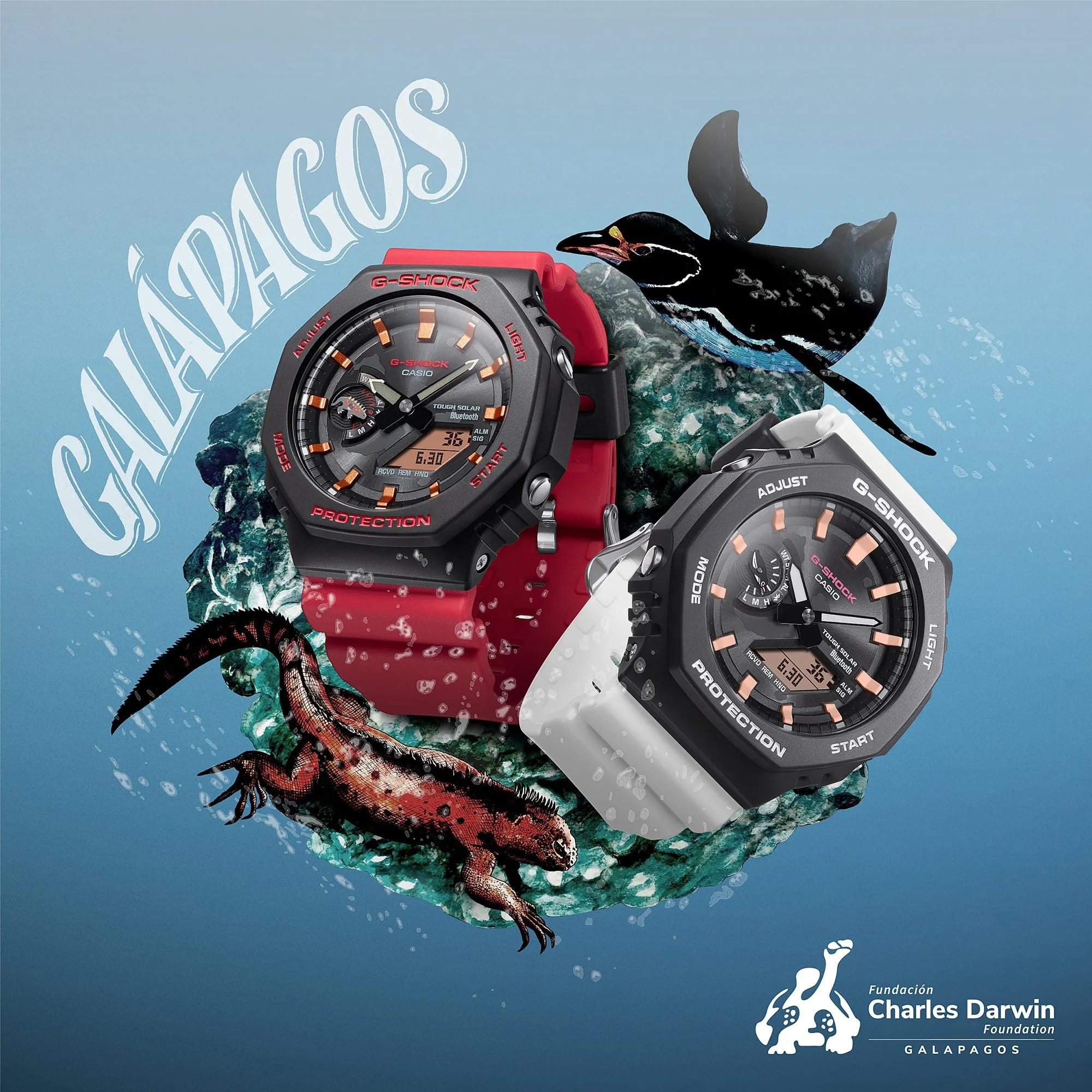 G-Shock Charles Darwin Foundation Galápagos Penguin Black White Tough Solar Watch GAB2100CD1A7