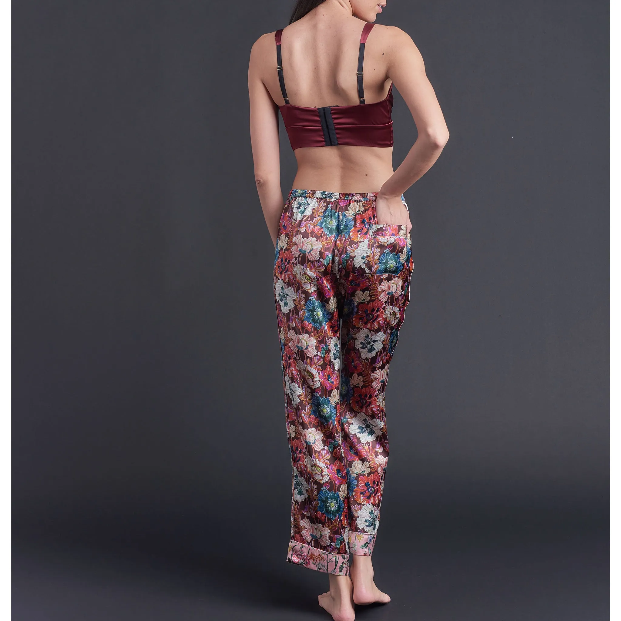 Gaia Bralette in Claret Stretch Silk Charmeuse