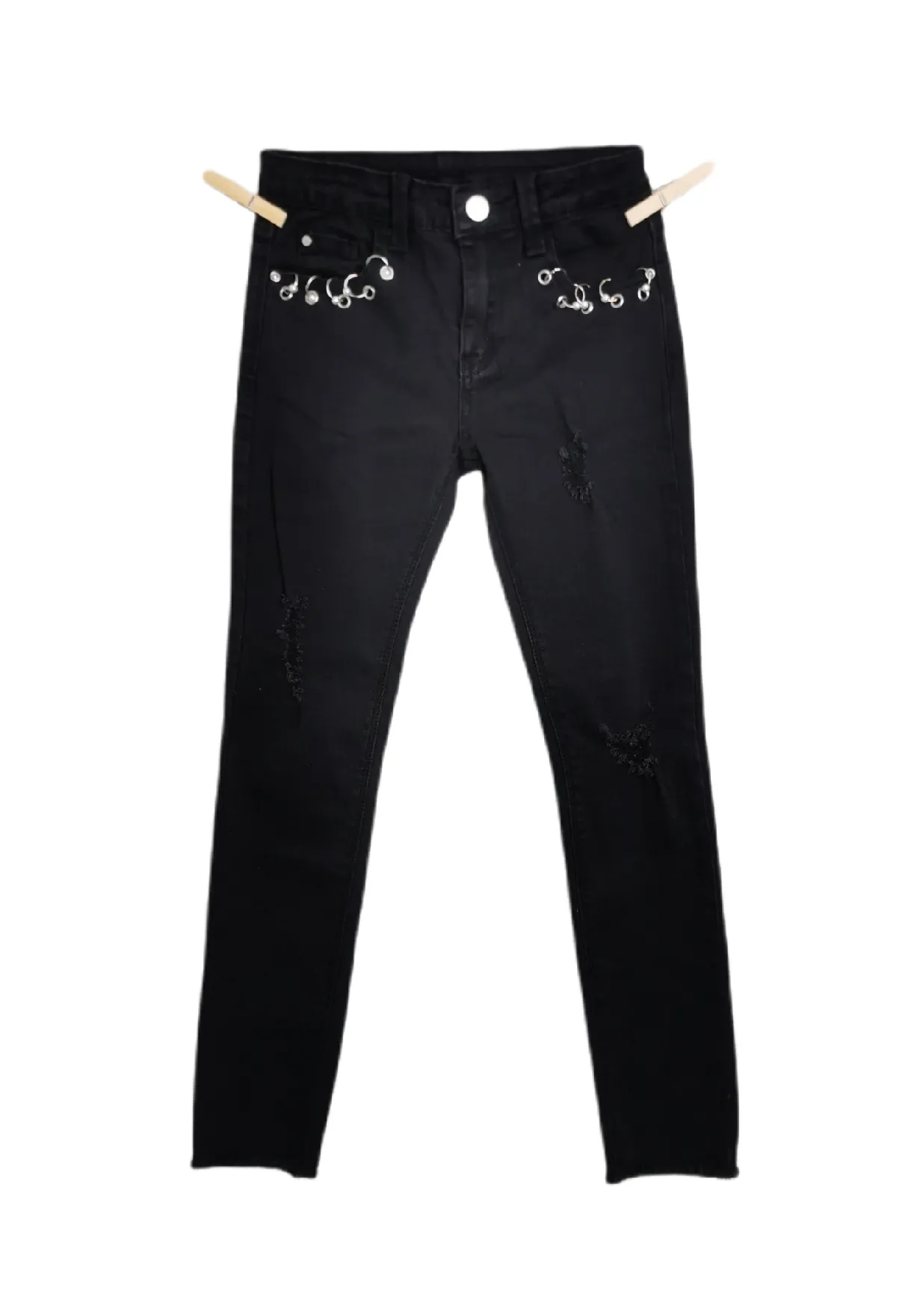 GIRL SIZE 8 YEARS - DEX Kids, 'Lace It Up' Ripped Black Jeans NWT B54