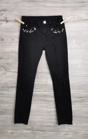 GIRL SIZE 8 YEARS - DEX Kids, 'Lace It Up' Ripped Black Jeans NWT B54