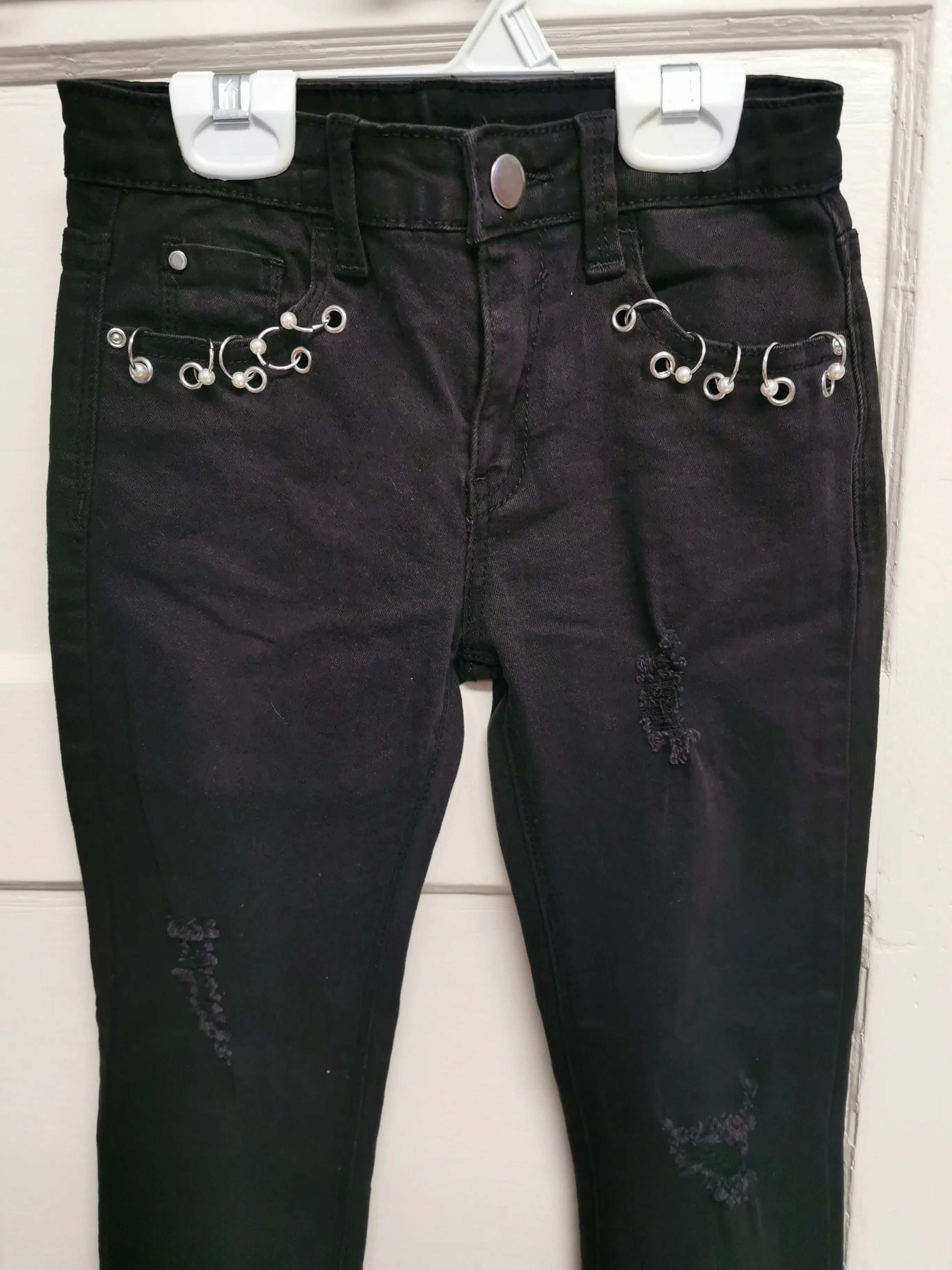 GIRL SIZE 8 YEARS - DEX Kids, 'Lace It Up' Ripped Black Jeans NWT B54