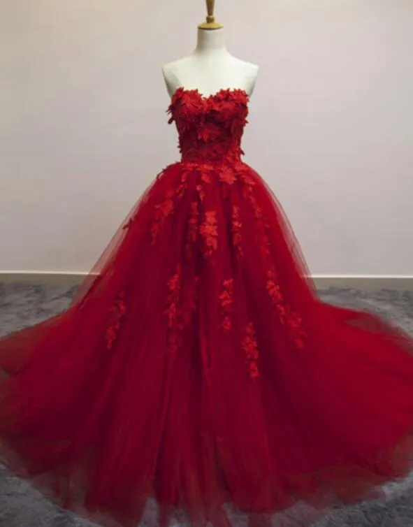 Gorgeous Red  Quinceanera Dress, Tulle Ball Gown, Red Formal Gowns