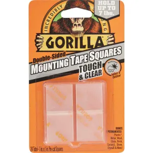 GORILLA GLUE 1" X 1" CLEA RMOU NTING TAPE 24PK