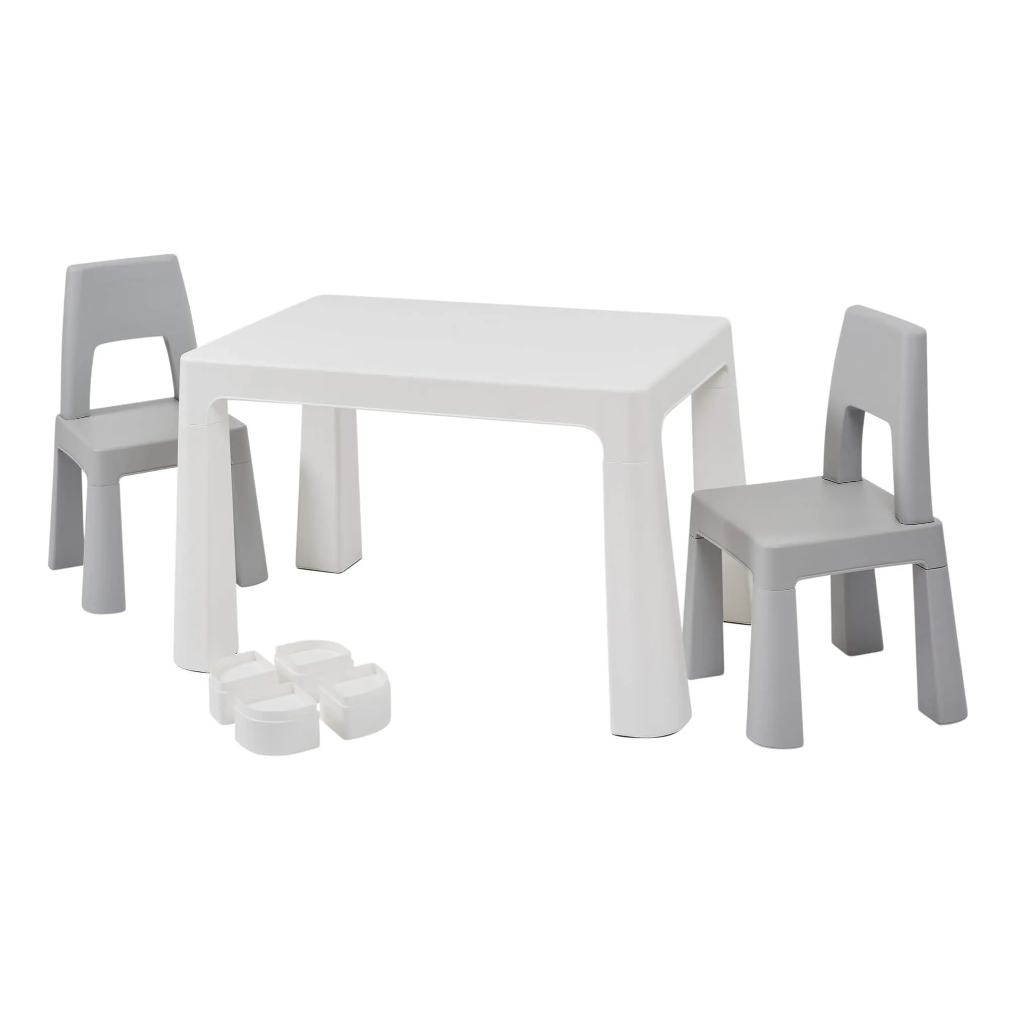 Grow-with-me Kids Height Adjustable Table & Chairs | Storage | 2-8 years | Grey & White