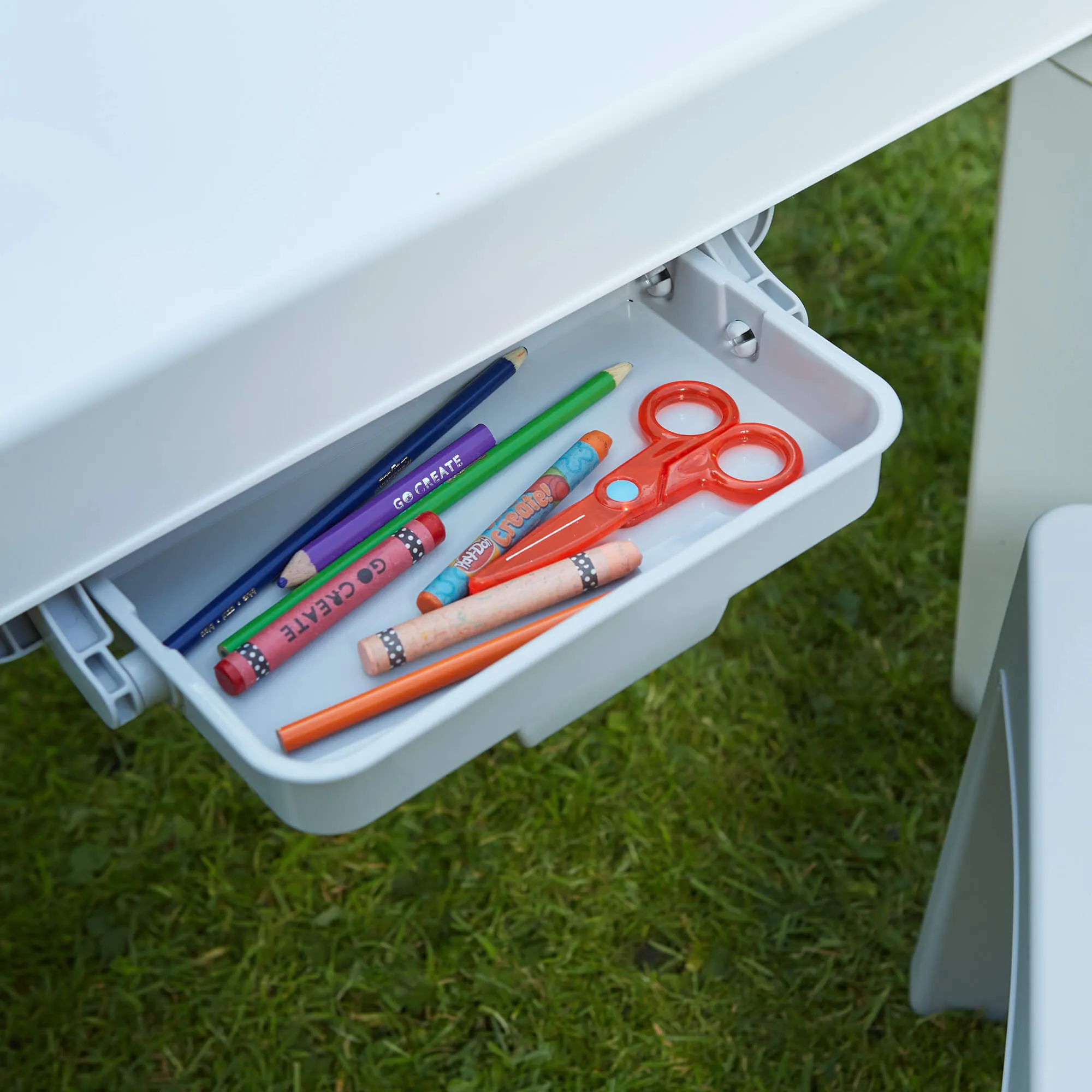 Grow-with-me Kids Height Adjustable Table & Chairs | Storage | 2-8 years | Grey & White