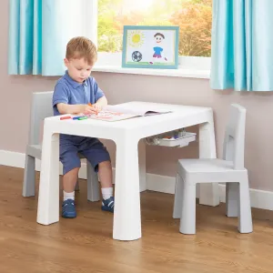Grow-with-me Kids Height Adjustable Table & Chairs | Storage | 2-8 years | Grey & White