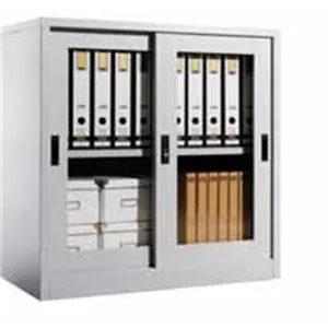 Half Height Glass Sliding Door Cupboard - with 1 Adjustable Shelf
