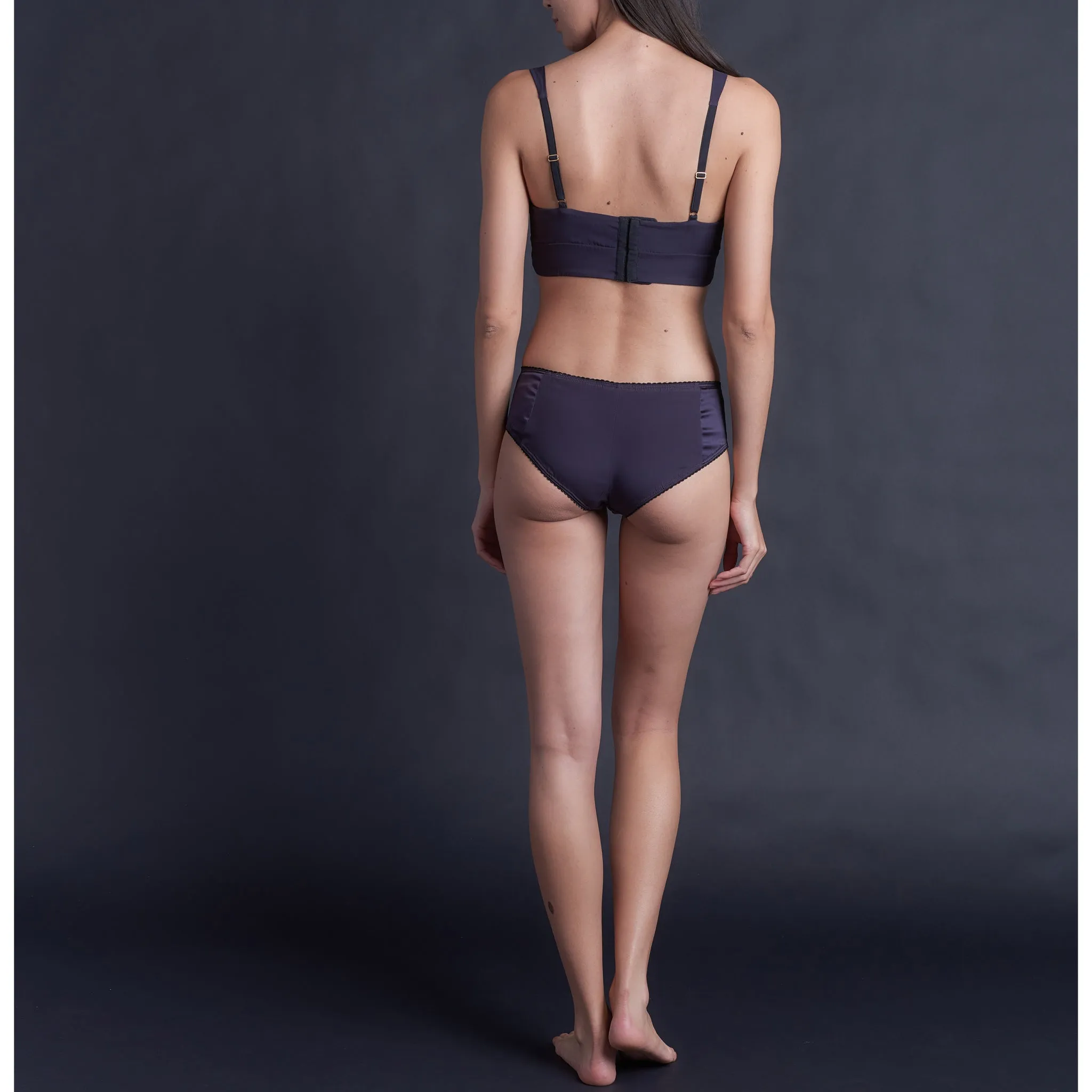 Hera Brief in Aubergine Stretch Silk Charmeuse