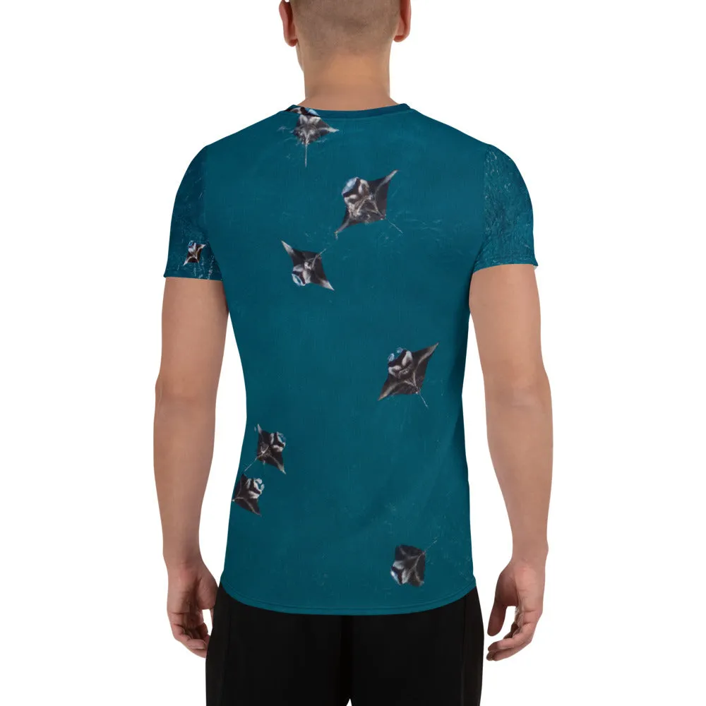 Hey, Hey Manta Ray All-Over Print Men's Athletic T-shirt