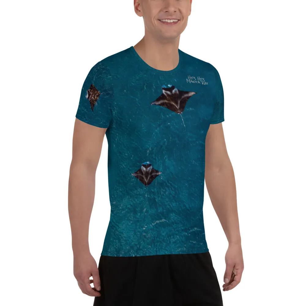 Hey, Hey Manta Ray All-Over Print Men's Athletic T-shirt