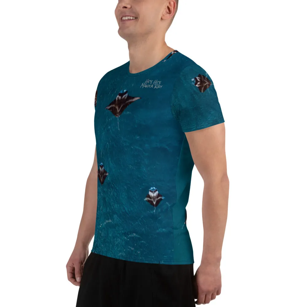 Hey, Hey Manta Ray All-Over Print Men's Athletic T-shirt