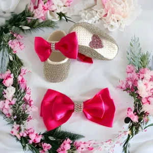 Hot Pink Bling Baby Shoes and Headband Set