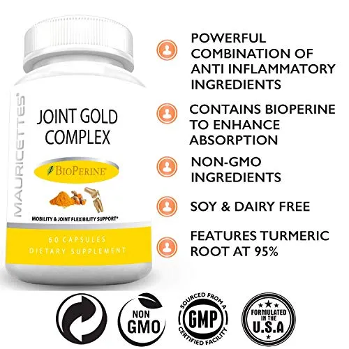 Joint Gold Complex with Glucosamine Chondroitin Turmeric MSM and Boswellia - Advanced Anti Inflammatory Joint Support and Natural Pain Relief Supplement