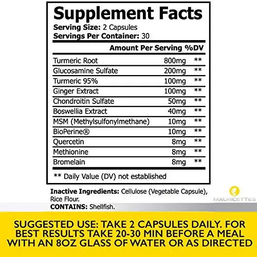 Joint Gold Complex with Glucosamine Chondroitin Turmeric MSM and Boswellia - Advanced Anti Inflammatory Joint Support and Natural Pain Relief Supplement
