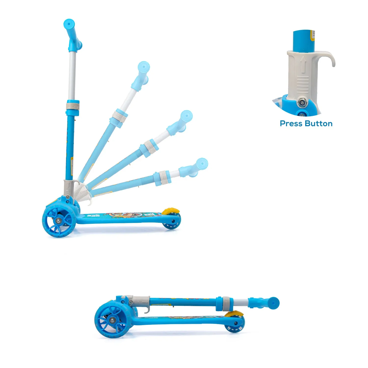 Kick Scooter for Kids | Height Adjustable | Foldable | Aluminum | Open Wheels | Blue