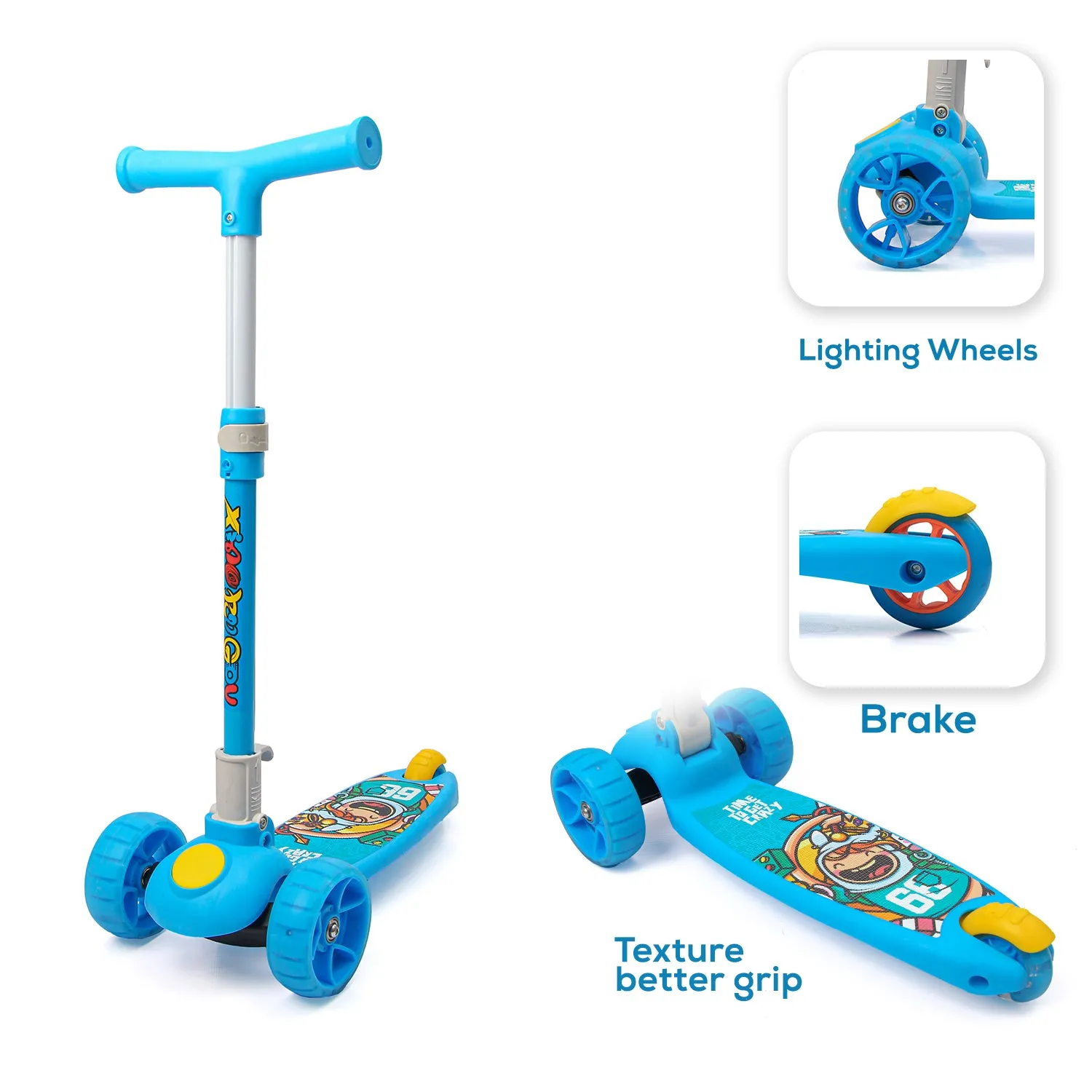 Kick Scooter for Kids | Height Adjustable | Foldable | Aluminum | Open Wheels | Blue