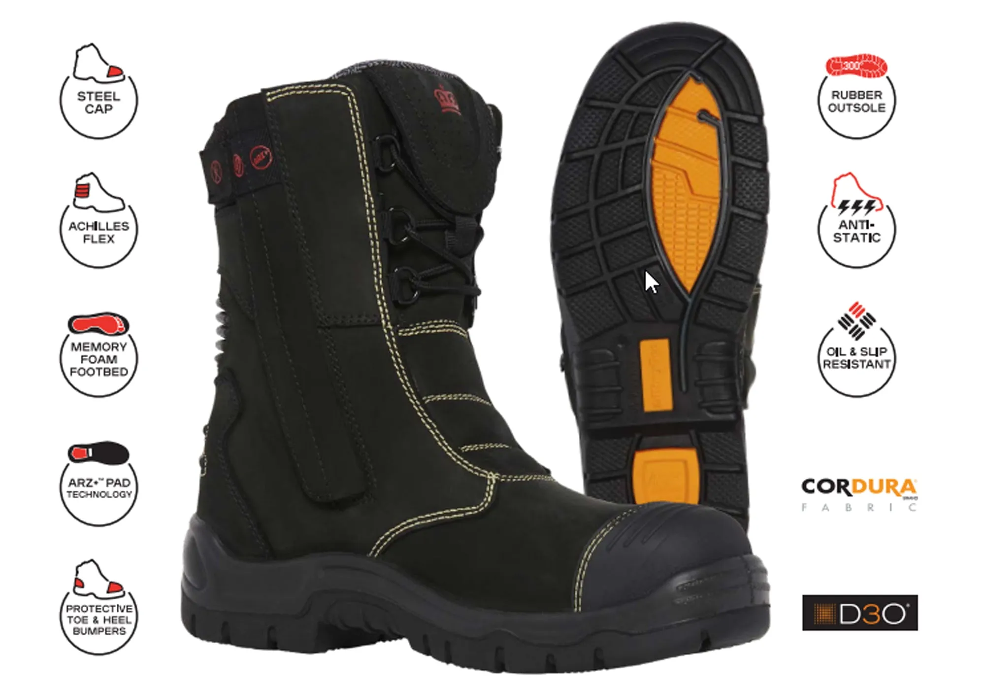 KingGee Mens Bennu Rigger Steel Toe Safety Work Boots With Scuff Cap
