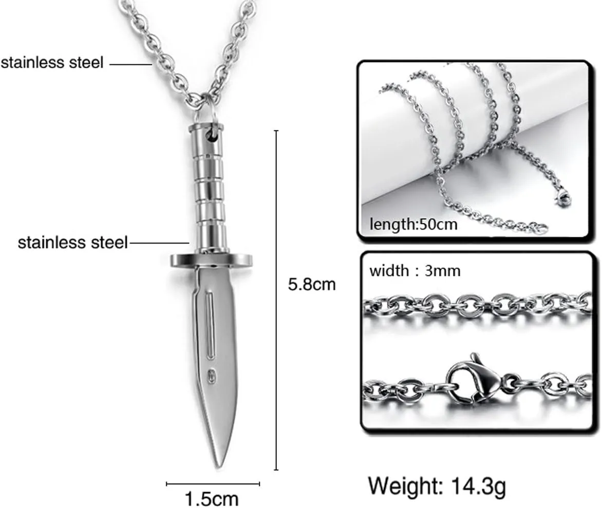 Knife Dagger Chain Pendant Necklace