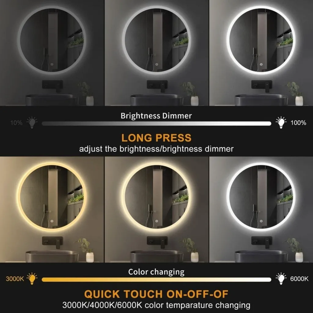 LED Mirror with Bluetooth Speaker 800mm Round