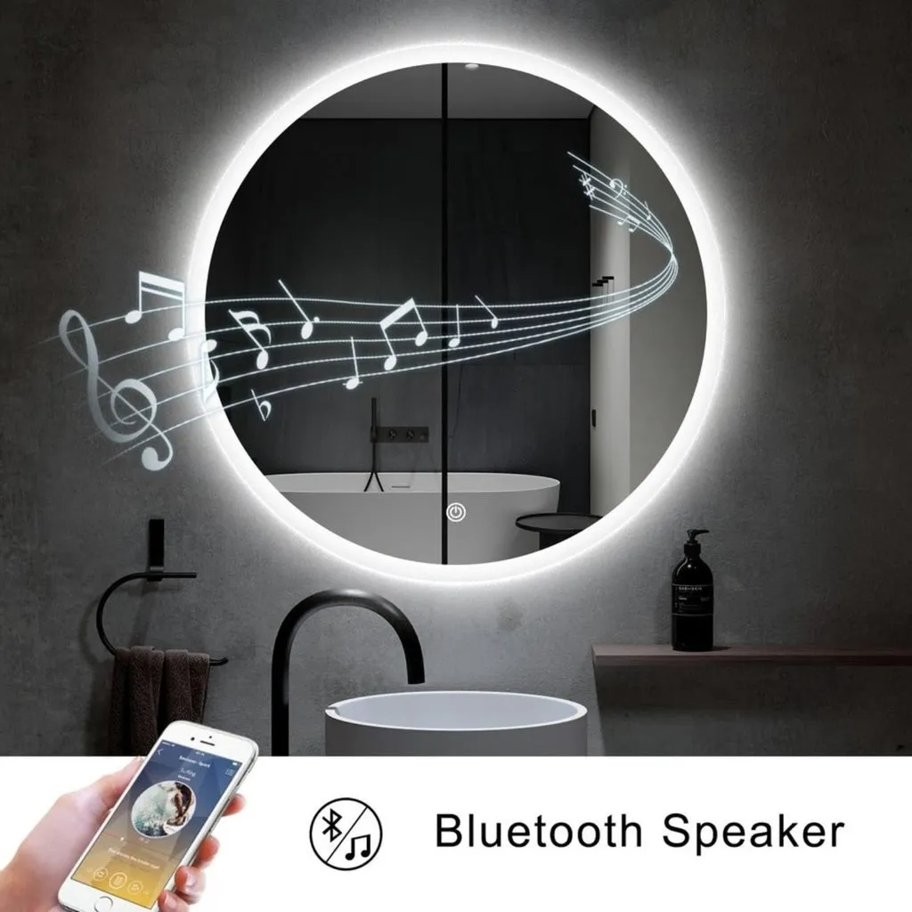 LED Mirror with Bluetooth Speaker 800mm Round