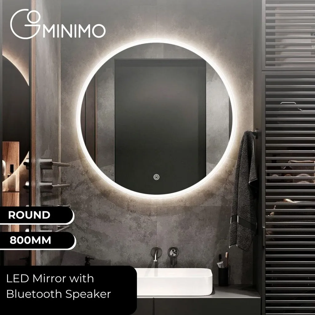LED Mirror with Bluetooth Speaker 800mm Round