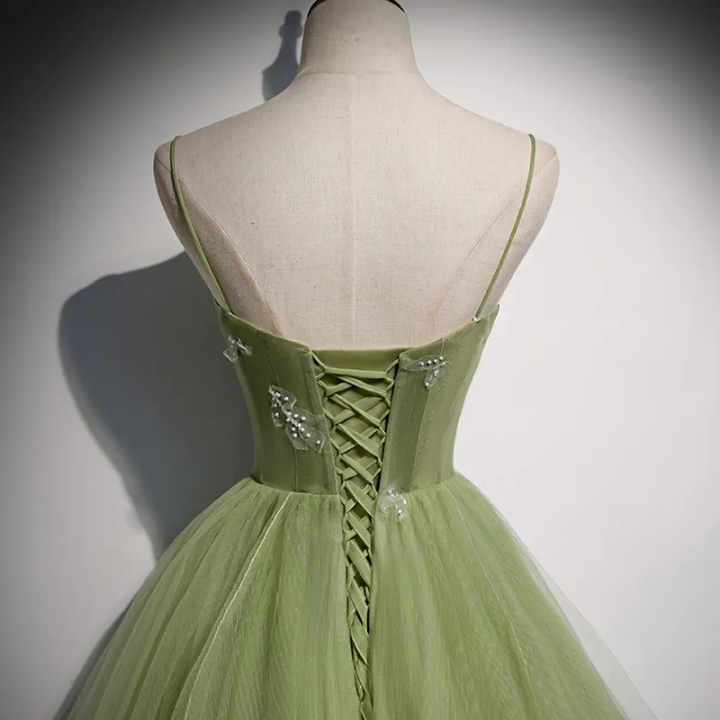 Light Green Beautiful Tulle Prom Dress 2022, Long Green Evening Party Dresses M5728