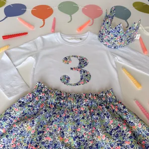 Long sleeve birthday t-shirt & crown set