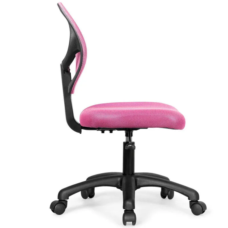 Low-back Computer Task Chair with Adjustable Height and Swivel Casters-Pink - Co