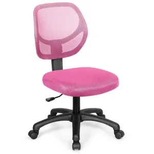 Low-back Computer Task Chair with Adjustable Height and Swivel Casters-Pink - Co