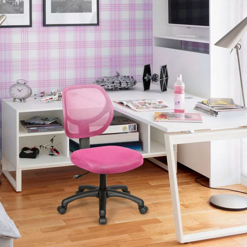 Low-back Computer Task Chair with Adjustable Height and Swivel Casters-Pink - Co