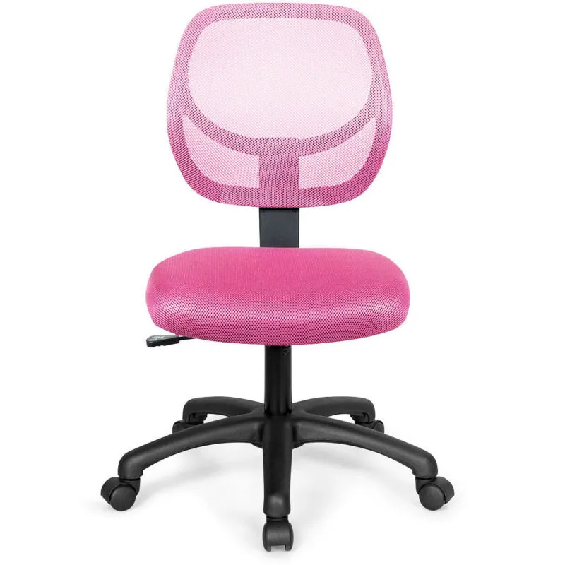 Low-back Computer Task Chair with Adjustable Height and Swivel Casters-Pink - Co