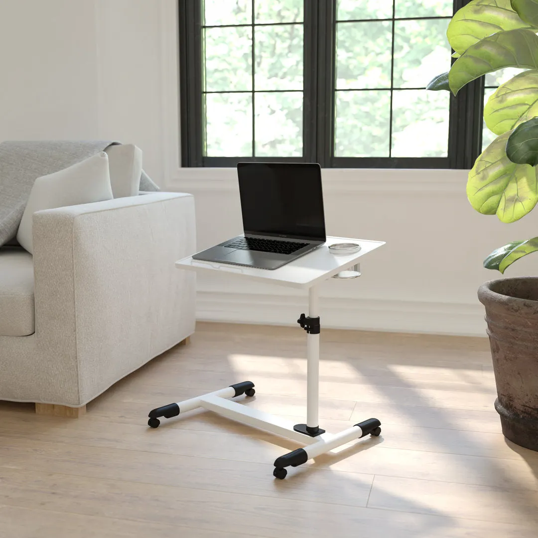 Macon Adjustable Height Steel Mobile Computer Desk Flash Furniture Color: White