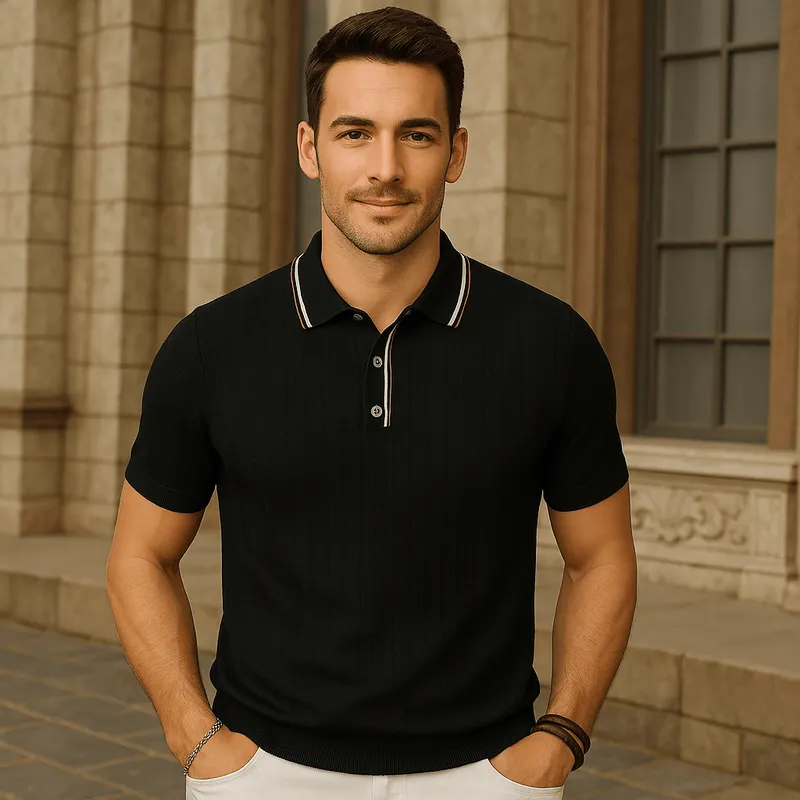 Mason | Men's Waffle Knit Short Sleeve Casual Polo Shirts