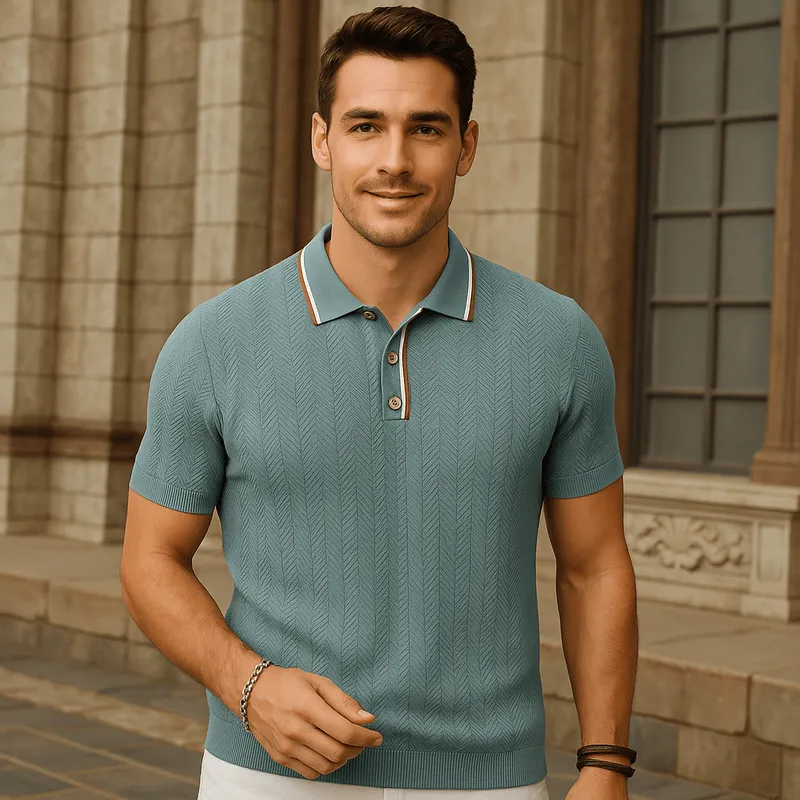 Mason | Men's Waffle Knit Short Sleeve Casual Polo Shirts