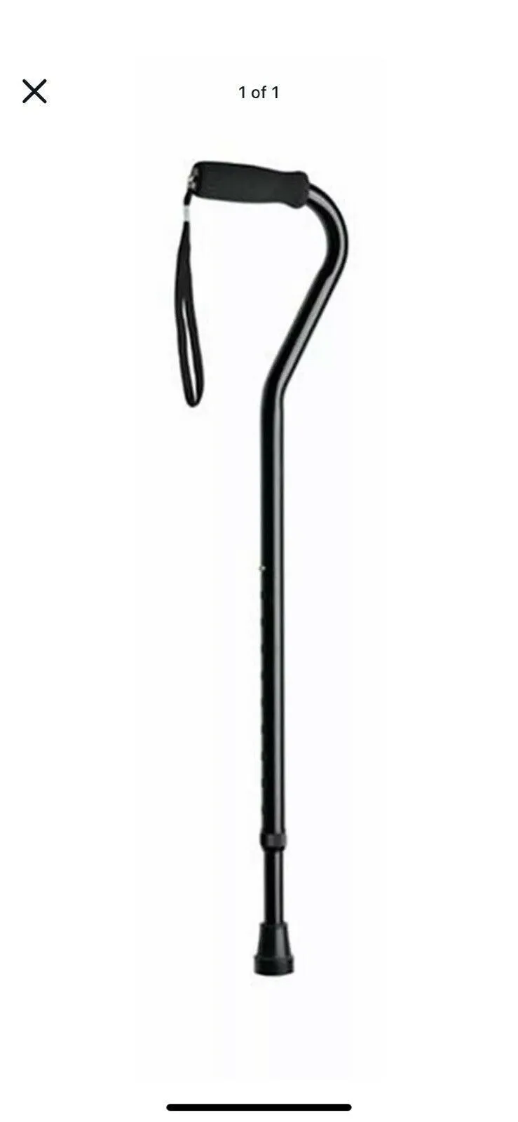 Medline Cane Offset Handle Aluminum Black 300# Capacity Adjustable Height