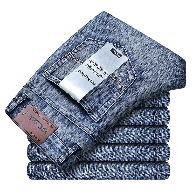 Men's Classic Straight Stretch Jeans – Casual Work Denim