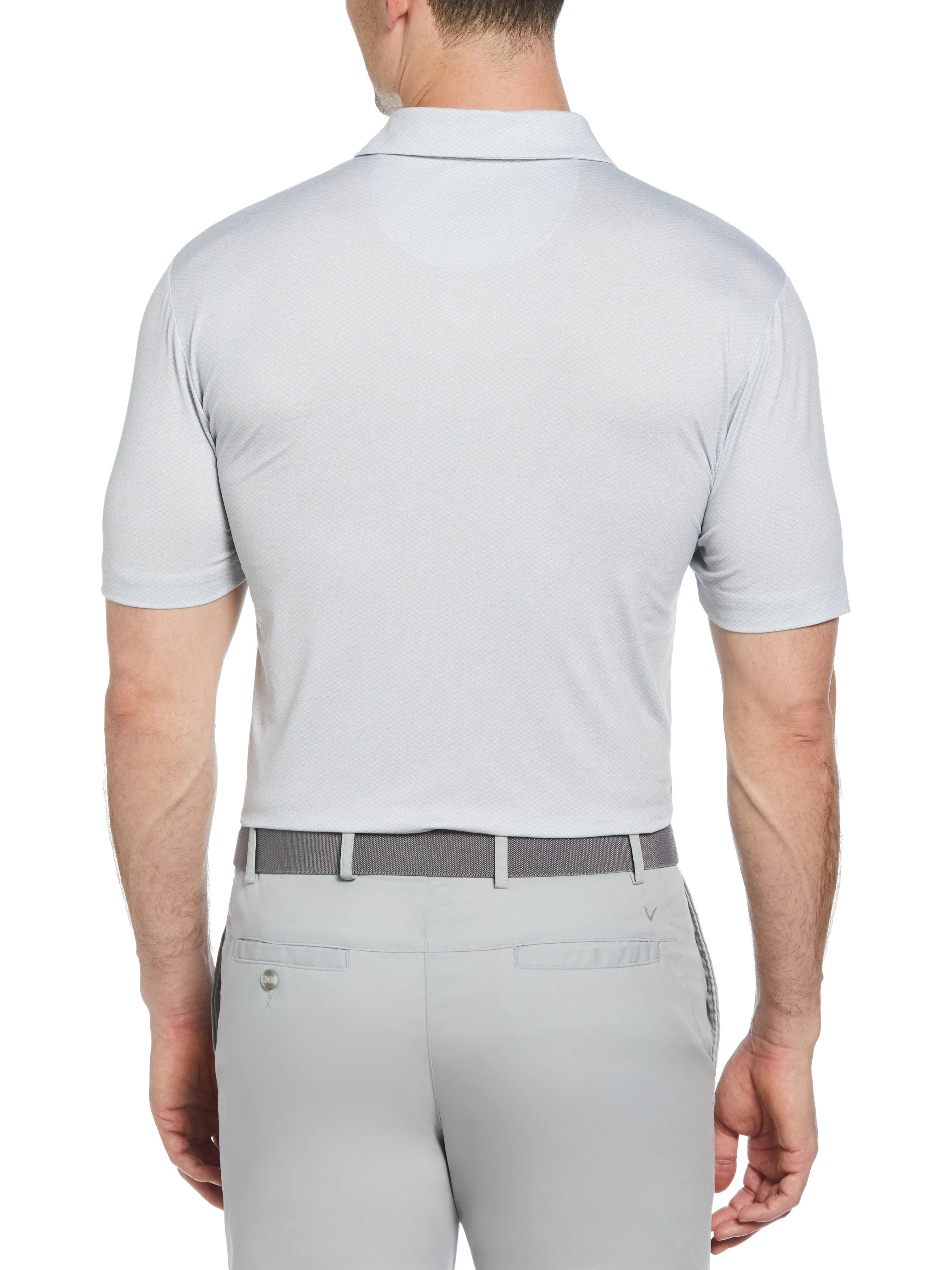 Mens Heather Geo Print Golf Polo