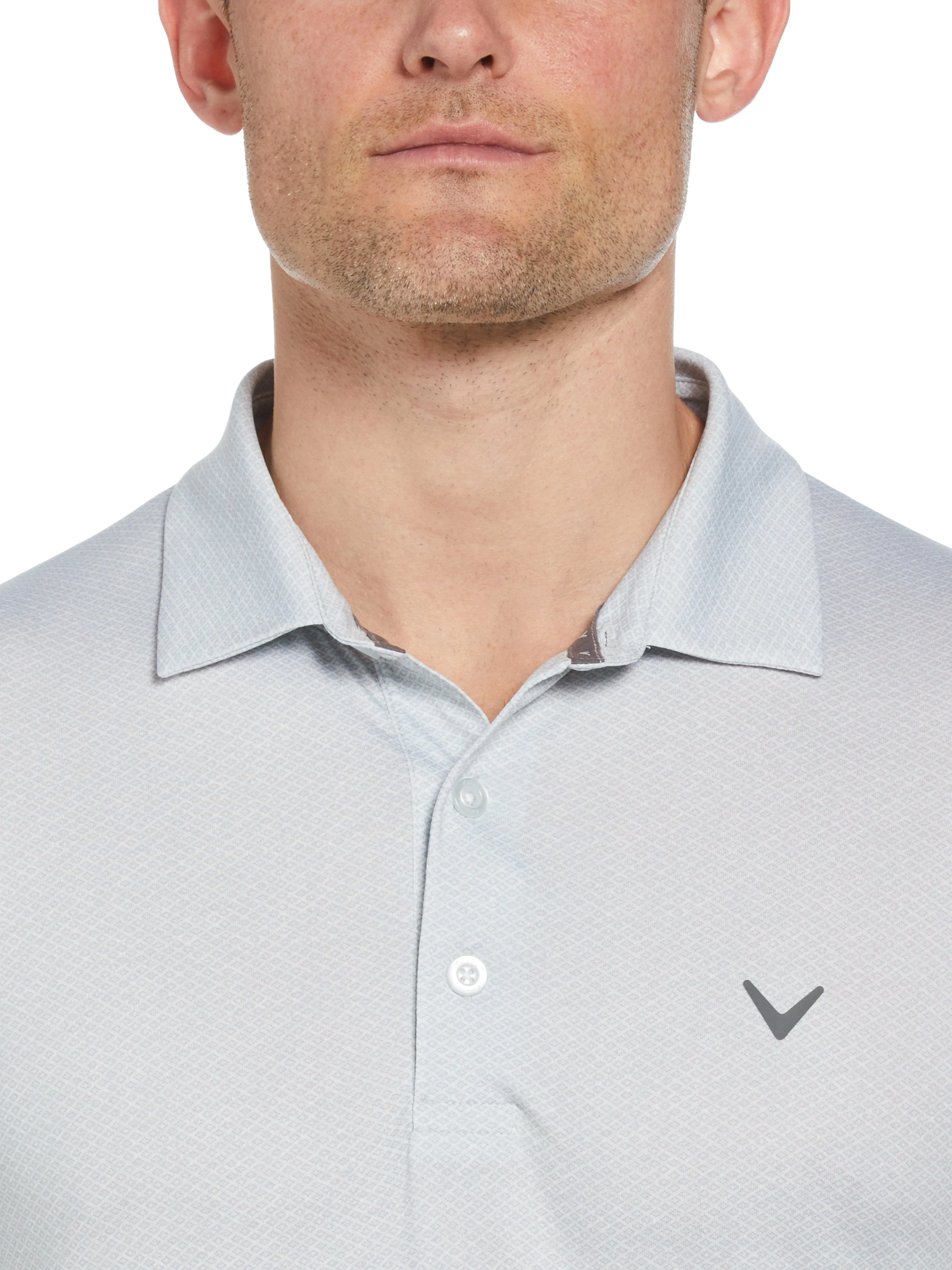 Mens Heather Geo Print Golf Polo
