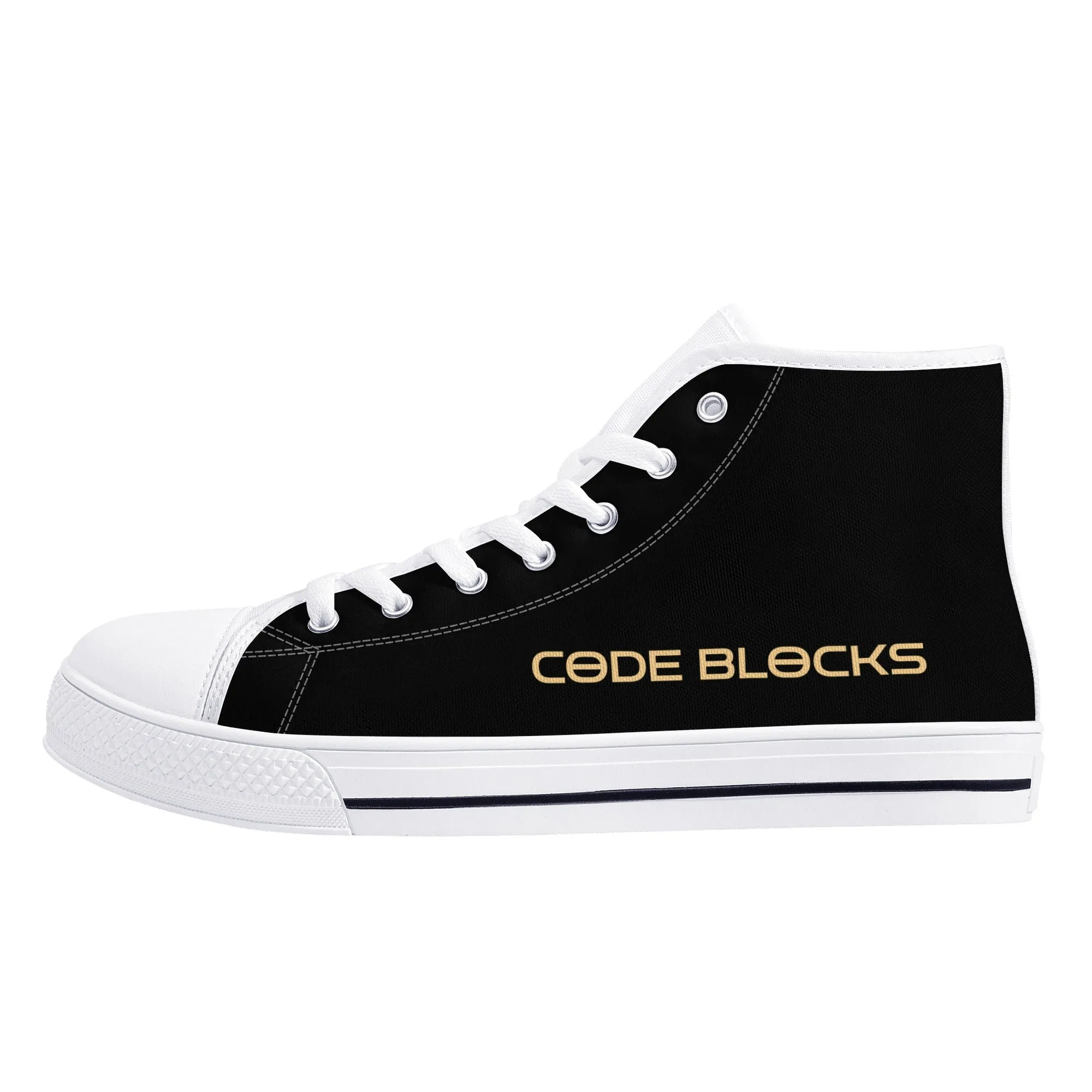 Mens Printed   Embroidered High Top Canvas Shoes