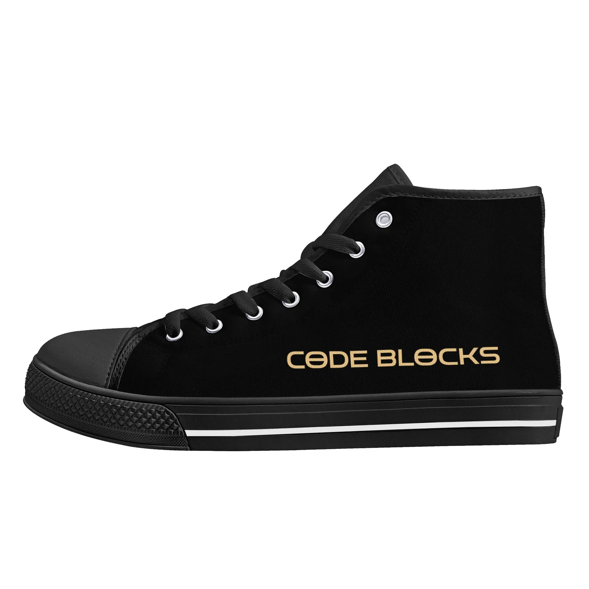 Mens Printed   Embroidered High Top Canvas Shoes