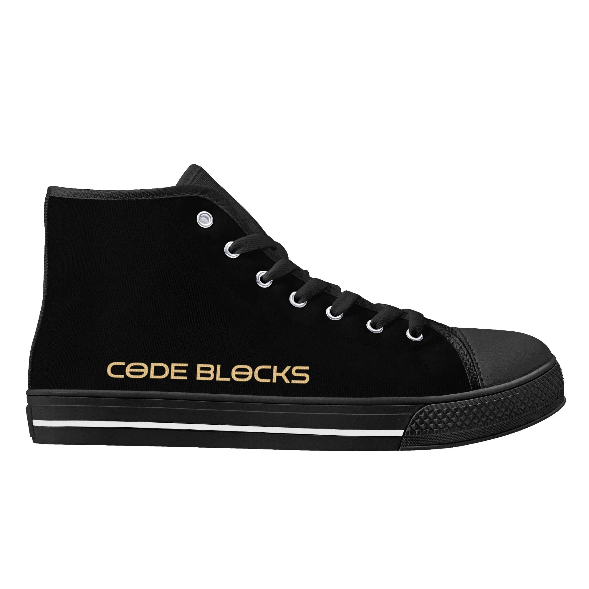 Mens Printed   Embroidered High Top Canvas Shoes