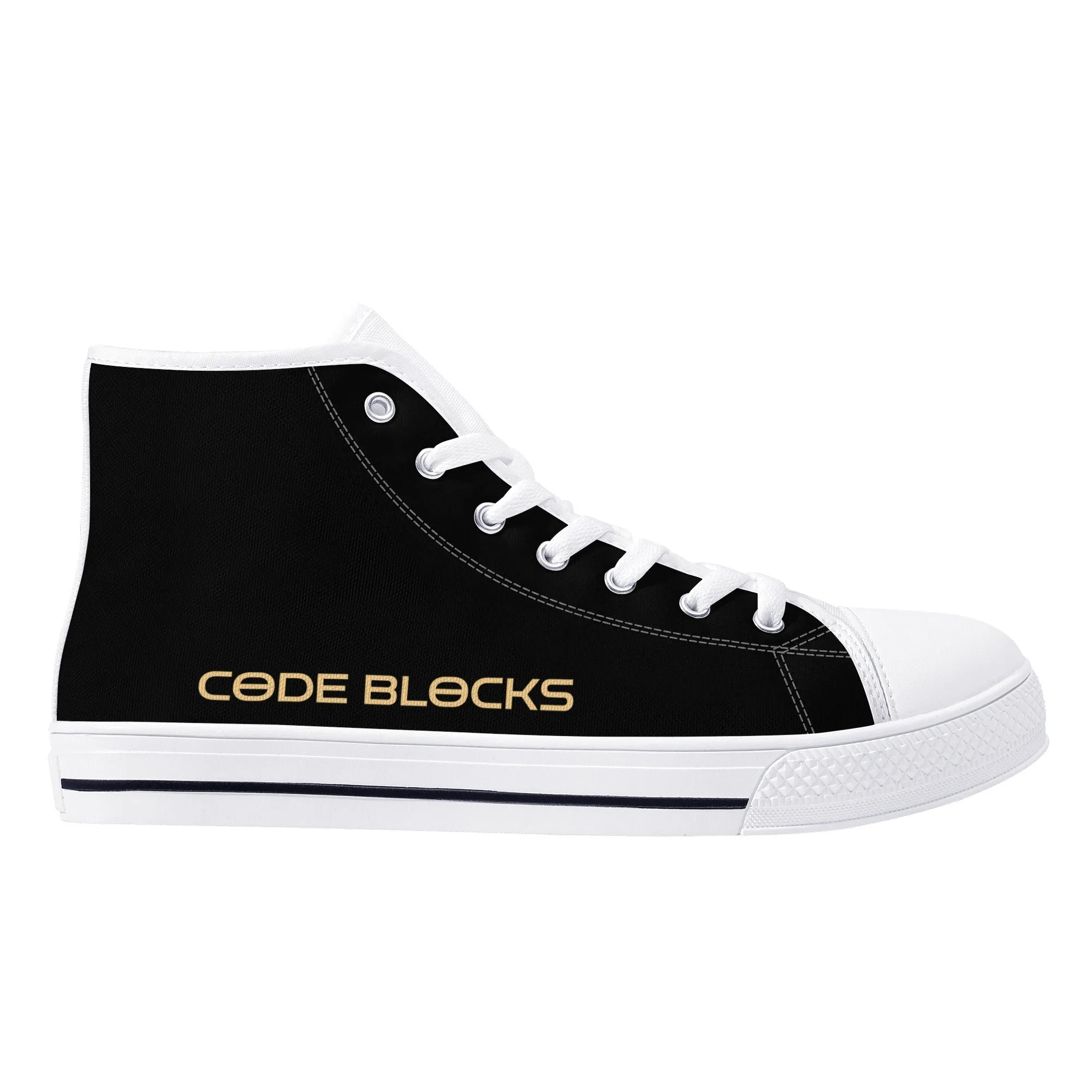Mens Printed   Embroidered High Top Canvas Shoes