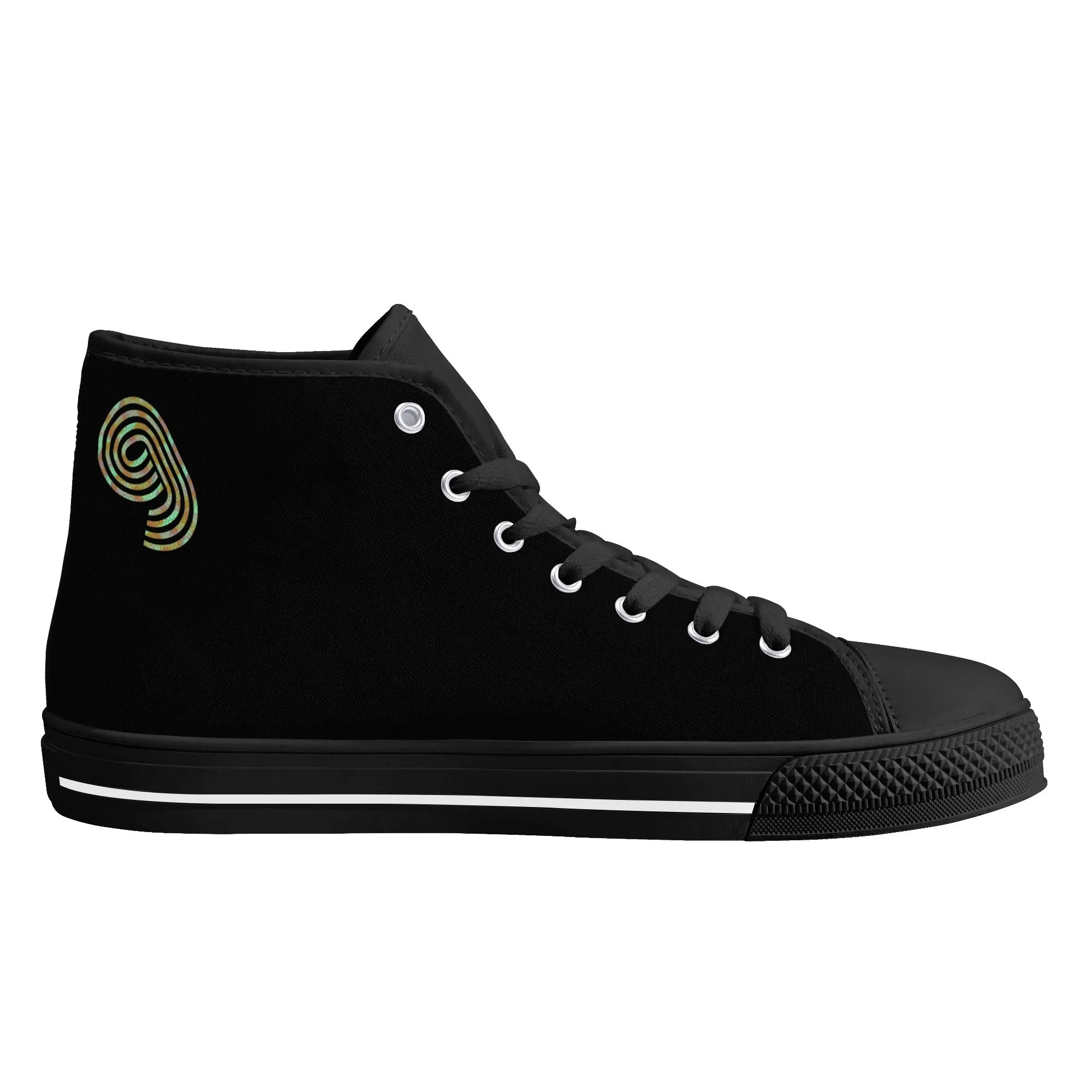 Mens Printed   Embroidered High Top Canvas Shoes