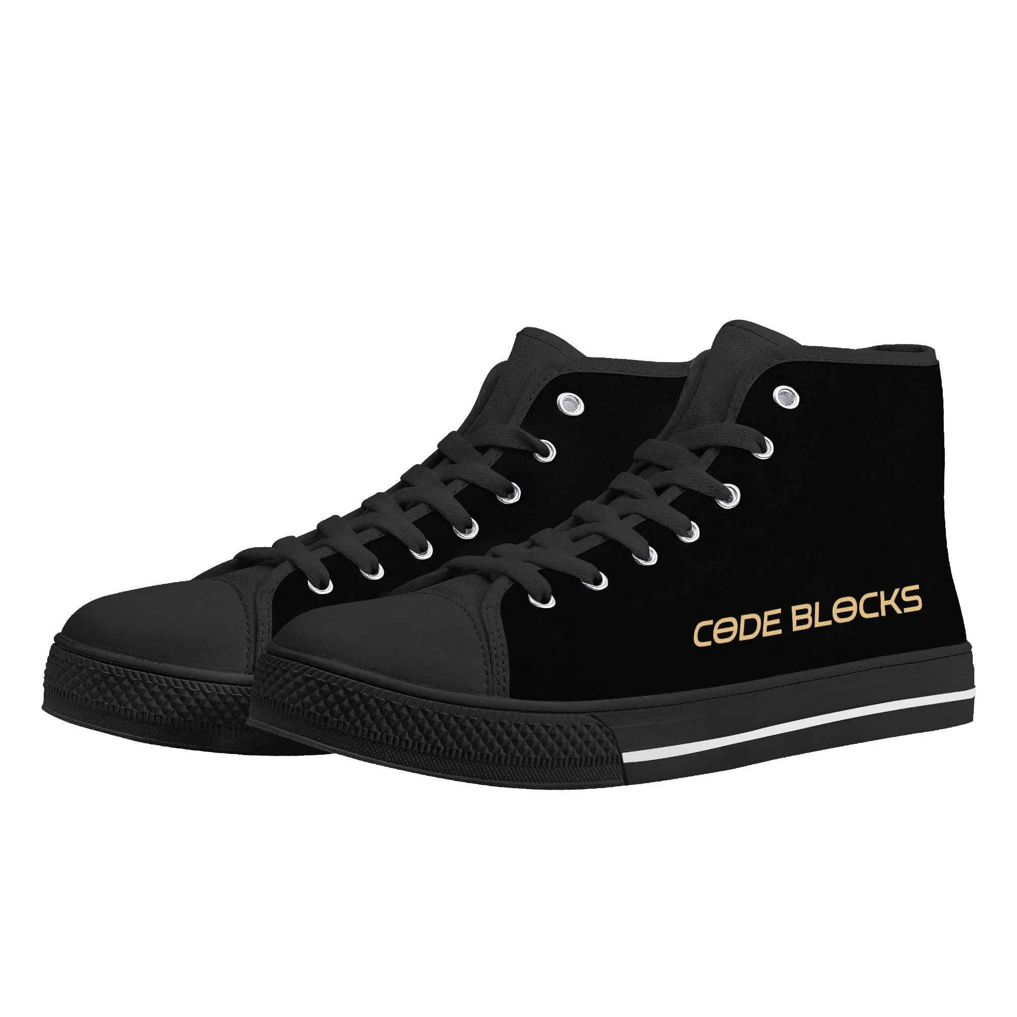 Mens Printed   Embroidered High Top Canvas Shoes