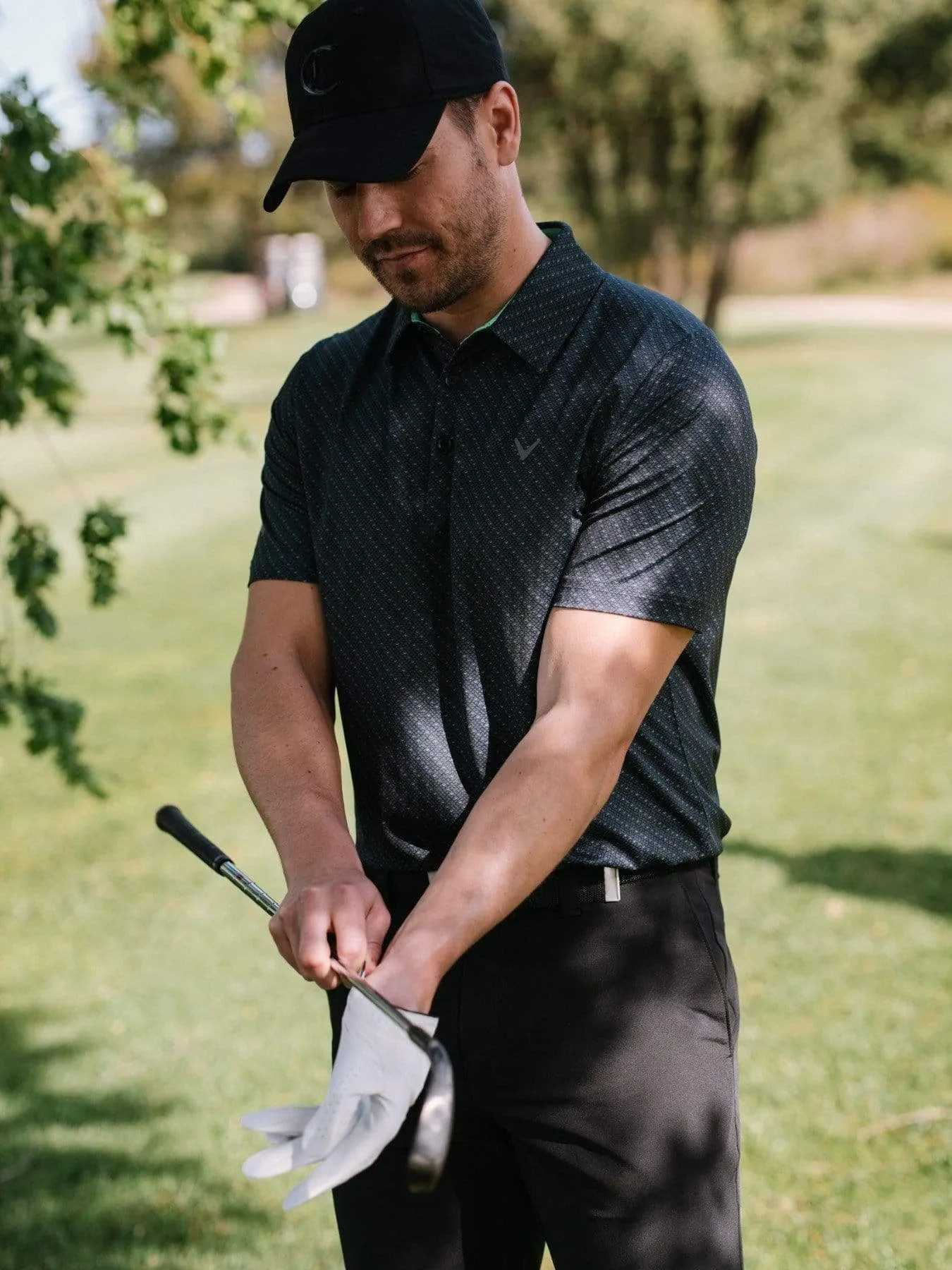 Mens Swing Tech™ Chev Print Polo with Chev