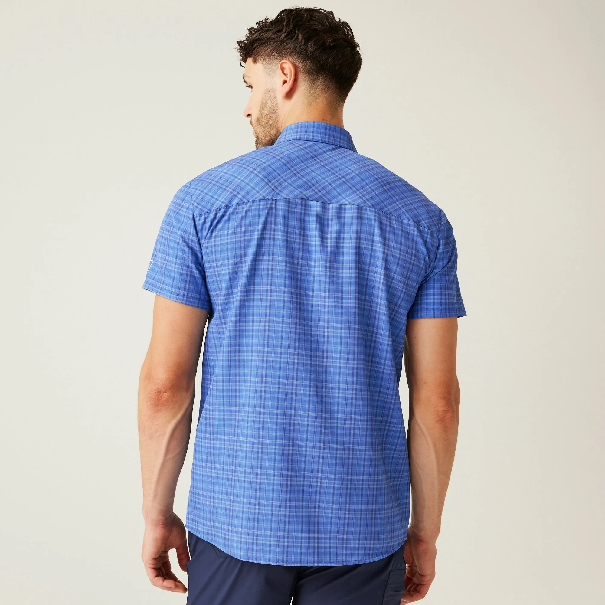Men's Travel Packaway Short Sleeve Shirt | Olympian Blue Check