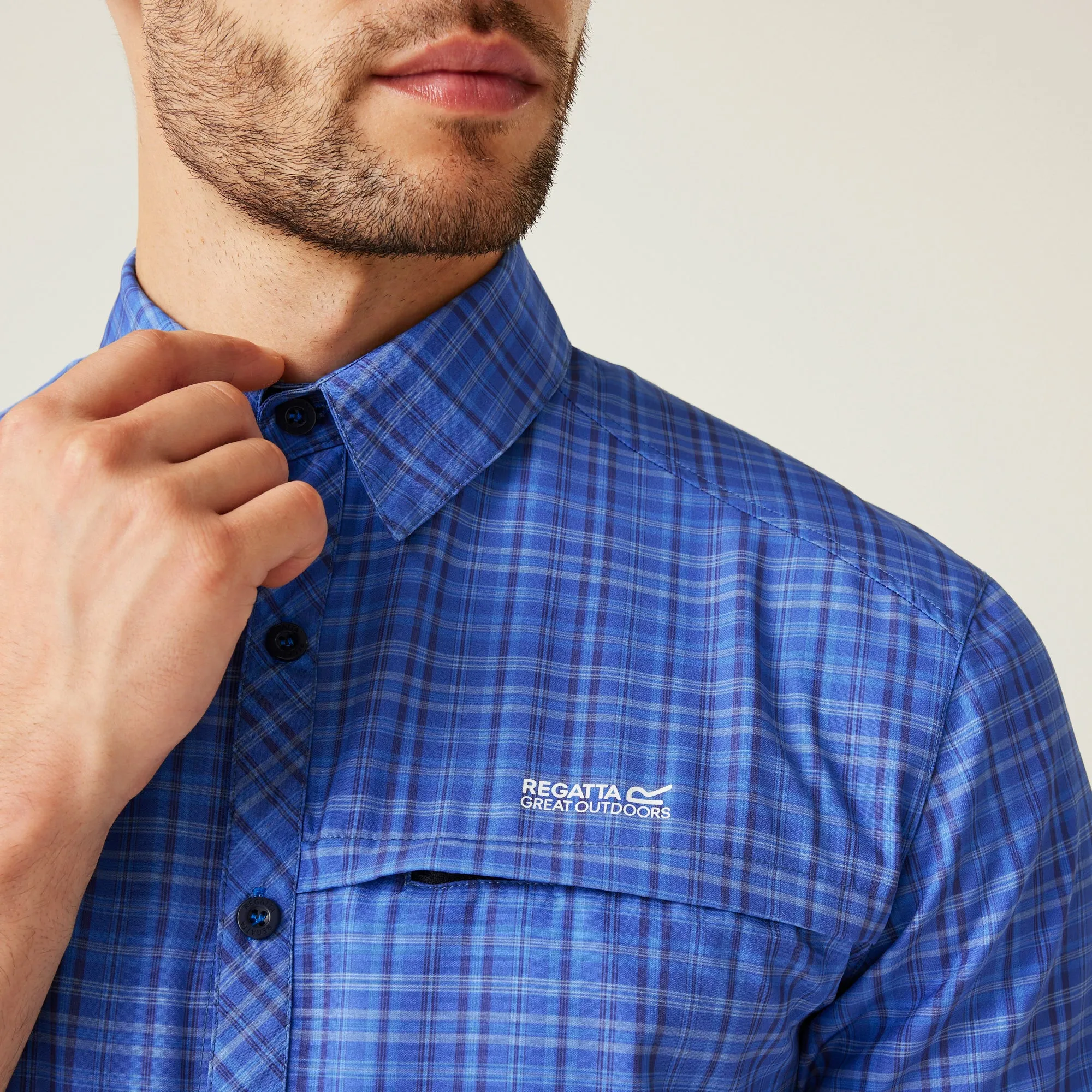 Men's Travel Packaway Short Sleeve Shirt | Olympian Blue Check
