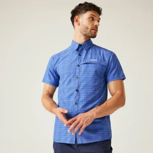 Men's Travel Packaway Short Sleeve Shirt | Olympian Blue Check
