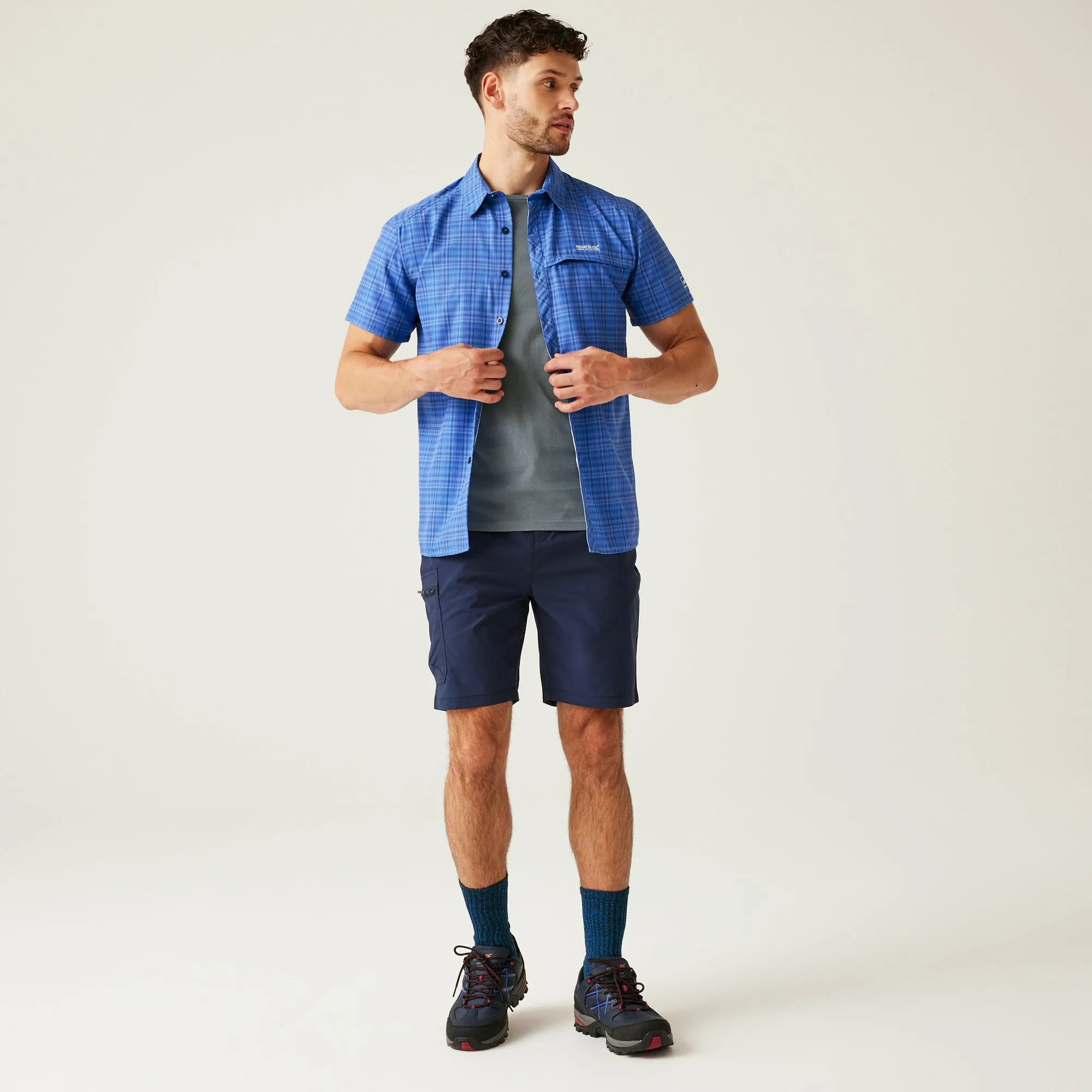 Men's Travel Packaway Short Sleeve Shirt | Olympian Blue Check