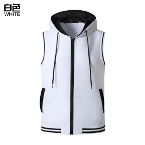 Men's Workout Hooded Vest Workout Fitness Muscle Sleeveless Workout T-shirt